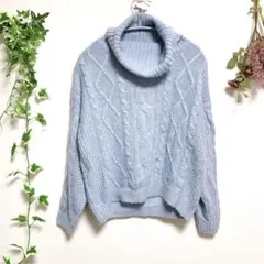 イング　ニット　セーター【Ｍ】水色　女子会　デート　上品　イベント　お洒落　秋冬