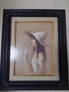 真作」中原脩「帽子の女」人物画 油彩画 額装 サイン有り F8号 - メルカリ