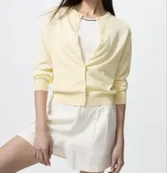 美品✨UNIQLO UVカット クルーネック カーディガン　イエロー