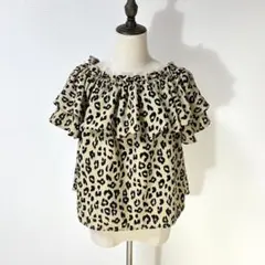 Vida Roseo/L/ベージュ/ヒョウ柄/オフショルダーブラウス/フリル/夏
