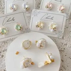 ✿8色から選べる‎ ‎✿　ビジューピアス　天然石　キラキラピアス　ビーズ刺繍