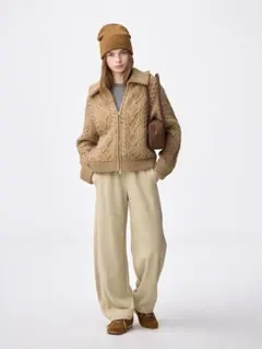 GU ジーユー スウェットバレルレッグパンツ Sサイズ イエロー