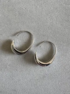 シルバー925 流線型フープピアス