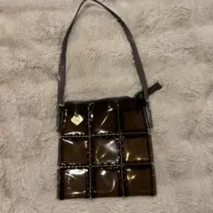 希少 MIU MIU ショルダーバッグ 90s ホログラム エナメル ロゴ型押し