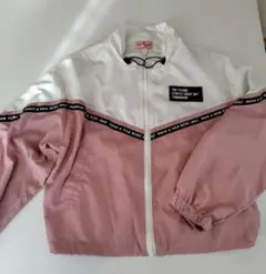 ピンク ホワイト ジップアップジャケット