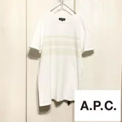 【美品】 A.P.C. ボーダー プリント Tee 裾ロゴ刺繍入り 日本製