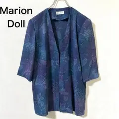 【美品】Marion Doll シアーブラウス　羽織り　青　7分袖　ボタニカルMのサムネイル