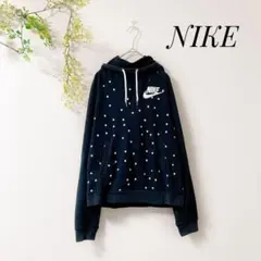 NIKE ナイキ ドット柄 フード付きパーカー ブラック 黒 カジュアル
