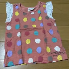 カラフルドット柄 袖レースカットソー 90cm ノースリーブ　トップスのサムネイル