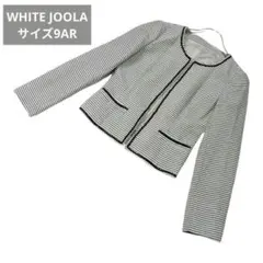 ホワイトジョーラ【WHITE JOOLA】ノーカラージャケット白黒ボーダー　9号