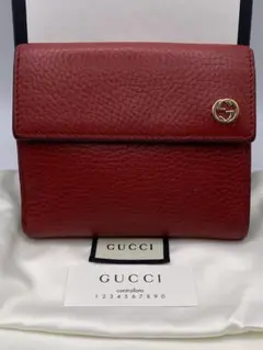 グッチ　インターロッキングG レザー2つ折り財布　ルージュ　449405