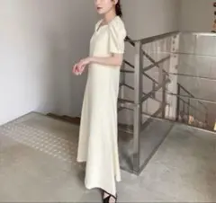 Acka ワッフルマーメイドワンピース S ロングワンピース アイボリー フレア