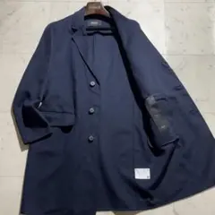 HUGO BOSS ヒューゴボス ネイビー チェスター 薄手 52 2XL伸縮性のサムネイル