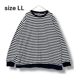 田原屋　トレーナー　ソフトタッチ　ＬＬ　長袖　ボーダー　白　ネイビー