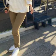 アンミヌ　裏起毛ハイウエストスキニー(CAMEL)