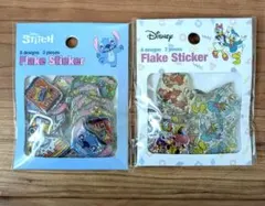 ディズニー ミッキー ドナルド スティッチ フレークステッカー ぷっくりシール
