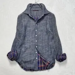 45rpm｜二重織り ダブルフェイスシャツ 藍染 インディゴ ガーゼ チェック