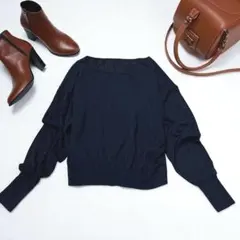 美品　ROPE ロペ　ネイビー　シースルー　薄手　長袖セーター　ニット　38 M