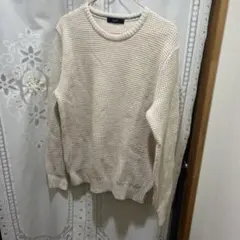 Rinald アイボリー ワッフル編みニット Lサイズ