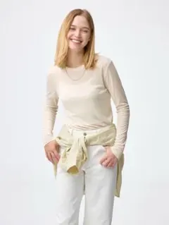 新品 タグ付き GU ソフトシアークルーネックT［長袖］