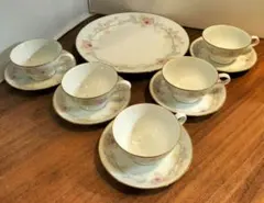 Noritake コンテンポラリー 花柄カップ・ソーサー5個　大皿セット