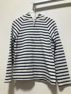 ストライプ フード付き 長袖Tシャツ