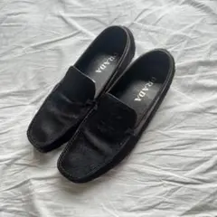 PRADA Unborn Calf Loafers dark brown