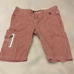 EDWIN GOLF チェック柄ハーフパンツ 赤