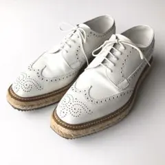 希少　prada レザーシューズ　エスパドリーユ　白　7 厚底　ニット　パンツ