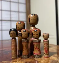 伝統的なこけし人形6体セット