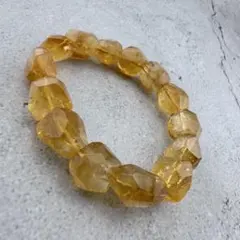 B-21天然シトリン 多面カット ブレスレット ゴールドイエロー 天然石