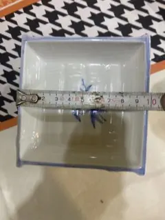 青い竹模様の陶器皿 4個セット