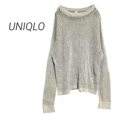 ユニクロ/メッシュクルーネックセーター ベージュ オーバーサイズ リネン混 M