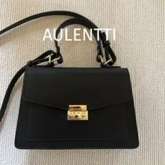 美品】AULENTTI 金具スクエアバッグ ショルダー 本革 ブラック - メルカリ