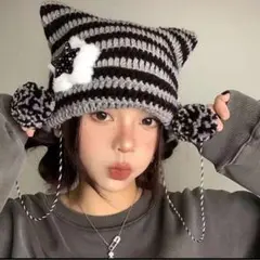 猫耳ニット　星　y2k