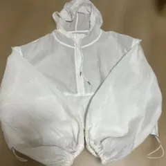 ホワイト ハーフジップ フーデッド ブルゾンのサムネイル