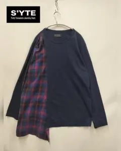 サイト ヨウジヤマモト/フランネルチェックドッキングカットソー/ビッグシルエットのサムネイル