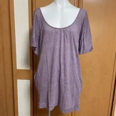 ME パープル　ポケット付き　バックデザイン　チュニック 半袖のサムネイル
