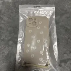 iPhone 15用ベージュ花柄ソフトケース