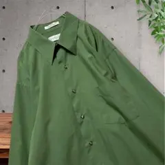 【インポート　古着】VAN HEUSEN メンズ　グリーン 長袖シャツ　無地　Ｌ
