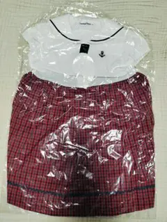 未使用　ファミリア セーラー襟　チェック　半袖ワンピース　 90