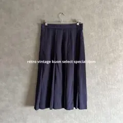 昭和レトロプリーツスカート　ヴィンテージスカート　花柄スカート　古着mix 紺色