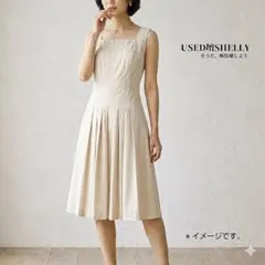 ANAYI スクエアネック タックプリーツワンピース 36 S ベージュ