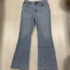 【美脚】GU ブーツカットデニム・フレアデニム・ライトブルー　Lサイズ