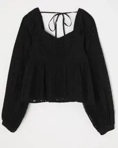 MOUSSY マウジー　コットンブラウス レース ブラック 新品未使用