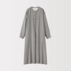 【MUJI】 婦人　カポック混　二重ガーゼ　長袖ワンピース Lサイズ
