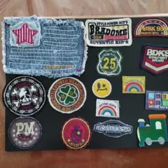 刺繍ワッペンセット　１５枚（ドクロ、にこちゃん、機関車、クローバーなど）