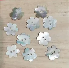 貝殻製 花形ボタン 10個セット 2穴