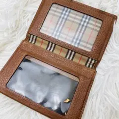 【良品】 バーバリー　ノバチェック　名刺　カードケース　レザー　茶色