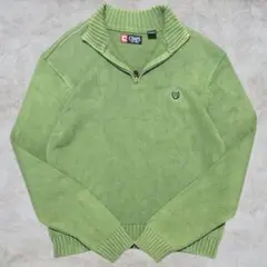 CHAPS ハイネック ニットセーター XL 緑 ハーフジップ チャップス